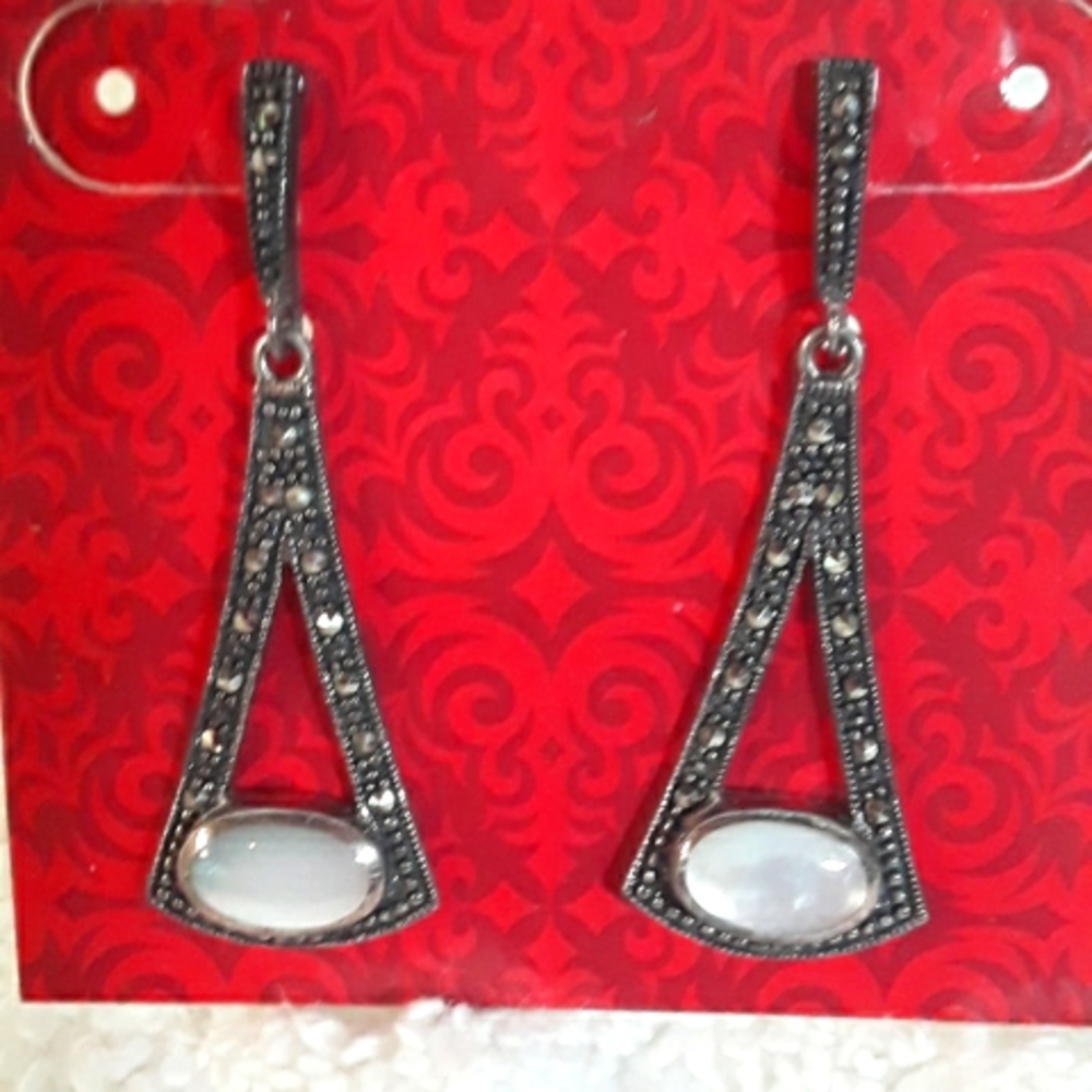 Silver marcasite earrings.